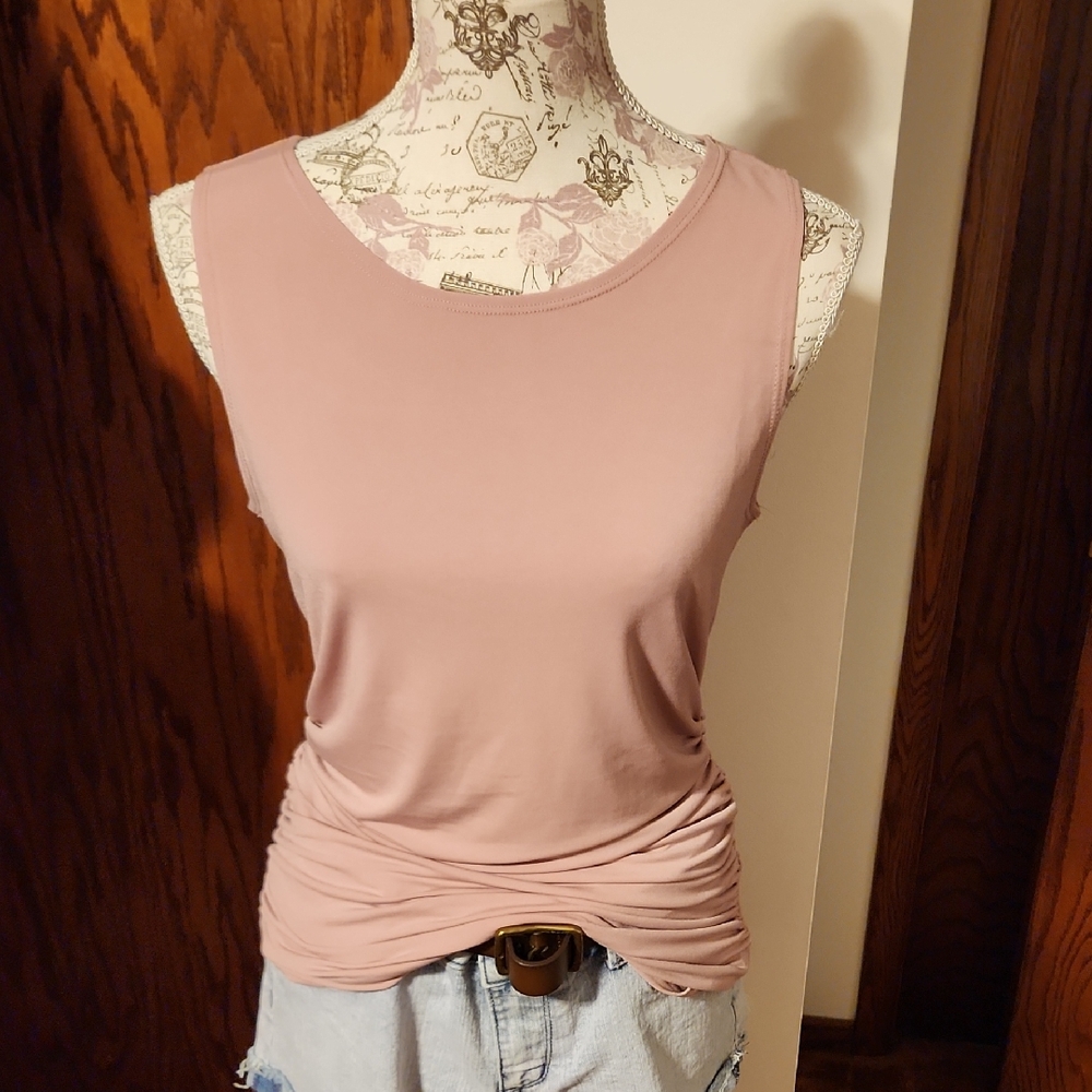 Zenana Outfitters Pink Ruched Tank Top